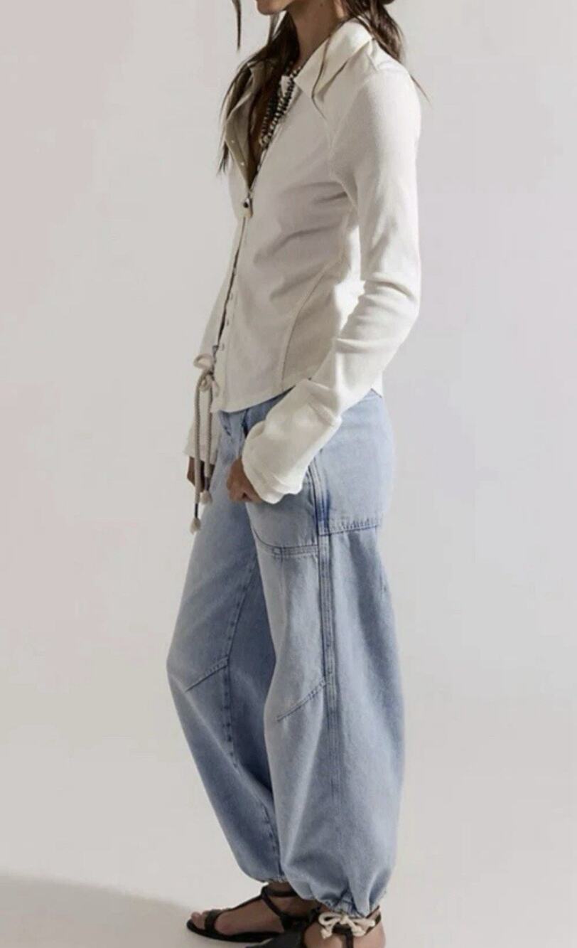 Free People We the Free Love Language Pull-On Jeans Size 25 Light Wash Boho